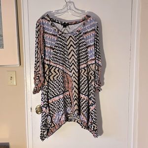2-4-1 Ruched sleeves asymmetrical hem tunic